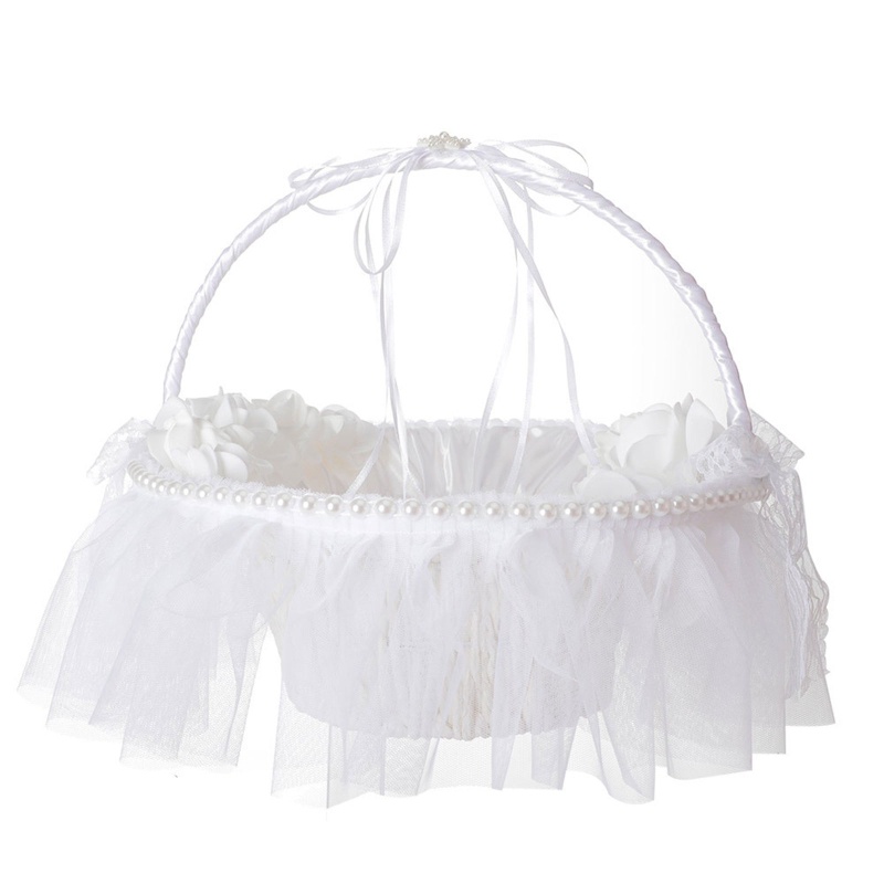 Giỏ Hoa Nhỏ Bằng Satin Phối Ren Và Ghim Cài Xinh Xắn Trang Trí Tiệc Cưới