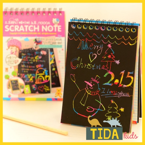Sổ Vẽ Cầu Vồng Ma Thuật Khổ A6 (10*14cm) ⚡ HOT TREND ⚡ Scratch Note, Sổ Cào Kích Thích Sáng Tạo 🦕TiDa Kids Shop 🦖
