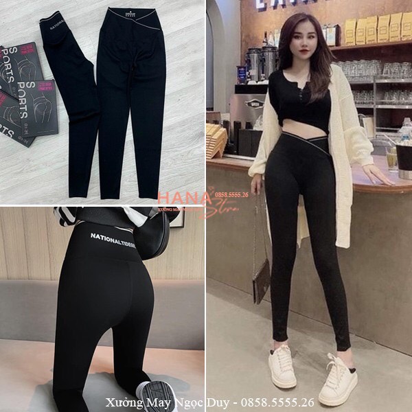 Quần Legging Cạp Cao Tôn Dáng Vạt Chéo