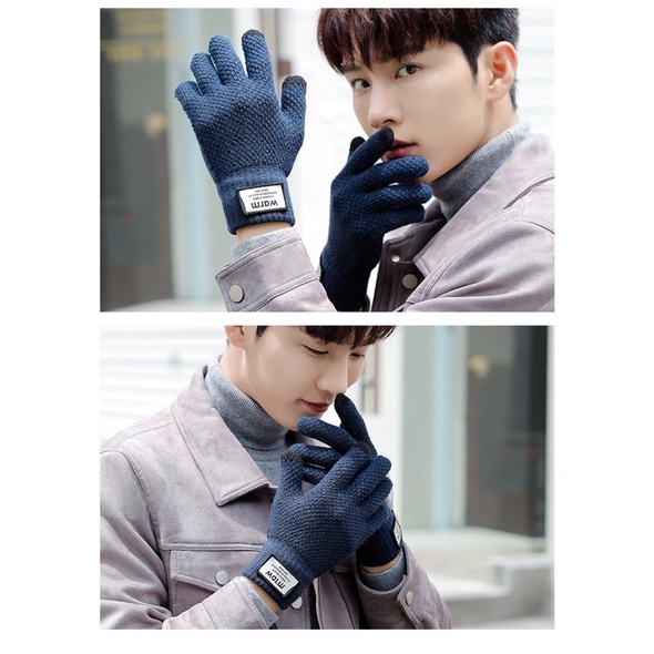 Găng tay len cho nam mã K34 cảm ứng điện thoại, mùa đông ấm áp