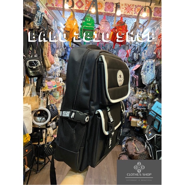 Balo Laptop Backpack 2810 Clothes Shop Balo Đi Học Đi Chơi Cao Cấp Chất Vải Canvas Dày Phong Cách Ulzzang Unisex