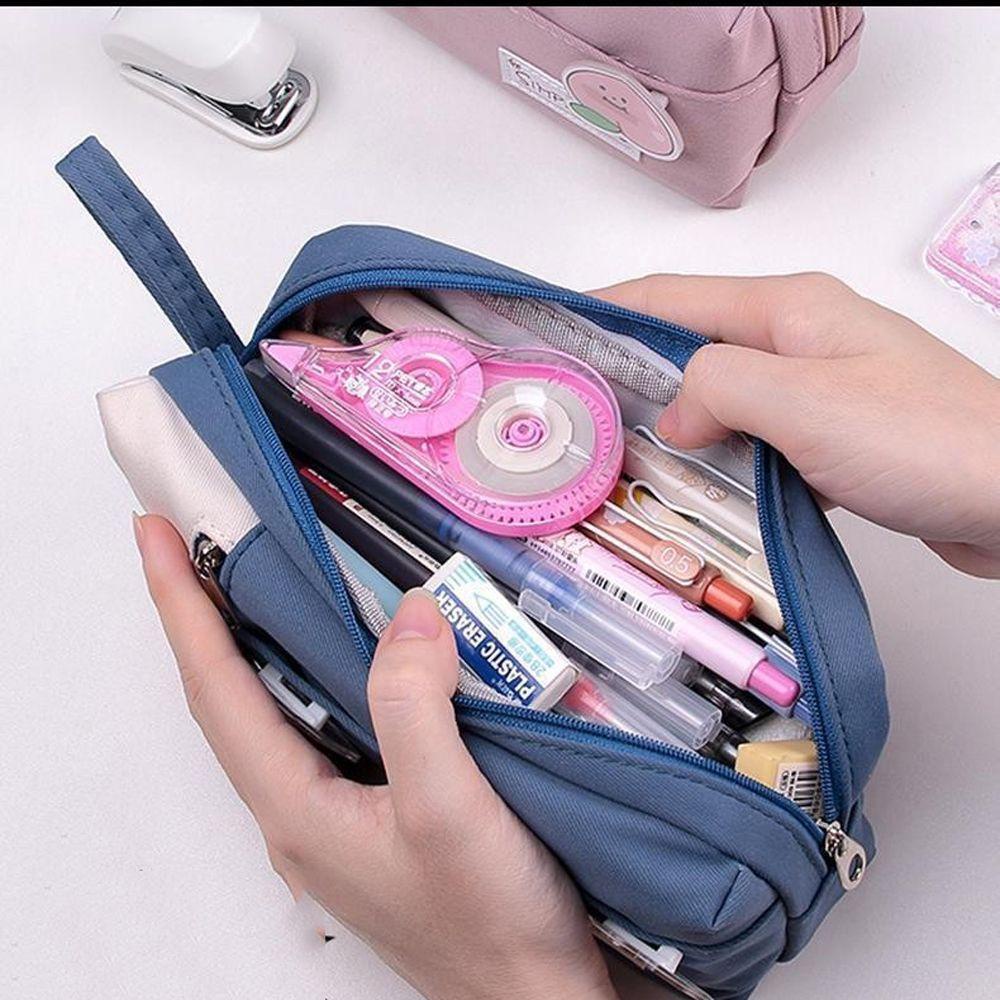 Túi Đựng Bút / Mỹ Phẩm Bằng Vải Bạt Chéo Thanh Lịch Làm Quà Tặng Cho Bé Trai Bé Gái