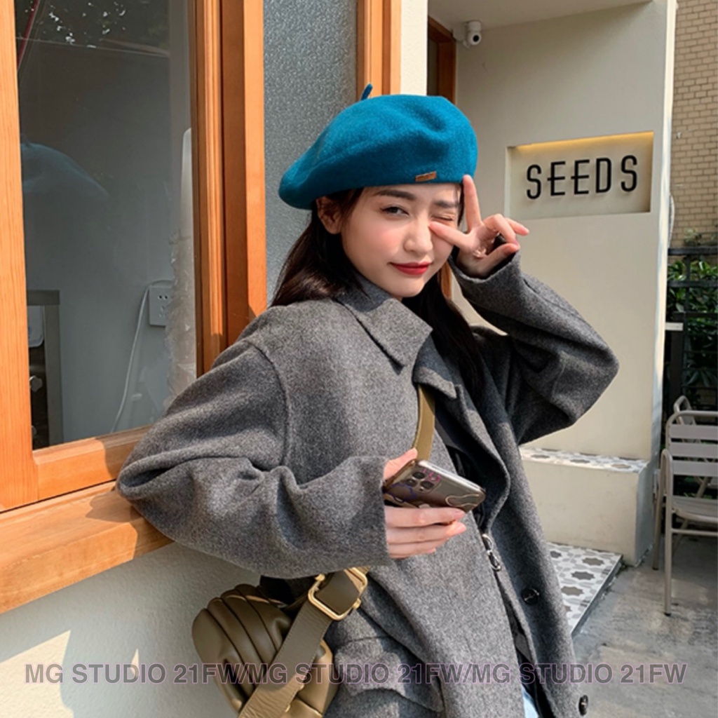 Mũ beret MG Studio vải len phong cách retro 1988 với 10 màu bắt mắt