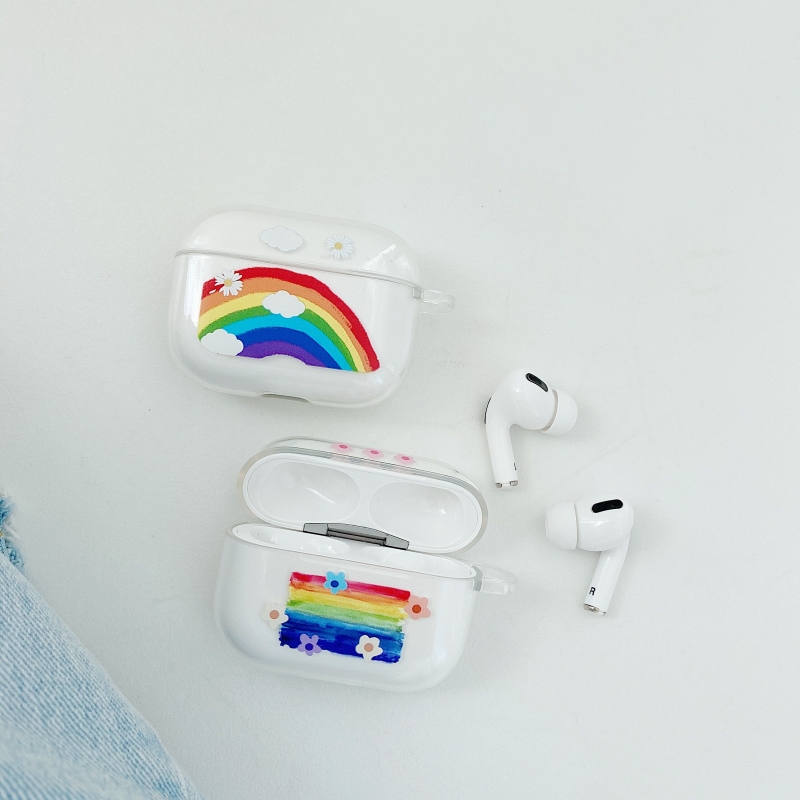 【NEW】 Mới trong suốt AirPods Case AirPods Airpods 1/2 / Pro Hộp đựng tai nghe Bluetooth Rainbow Floral Frosted Anti-fall Strengthen protection