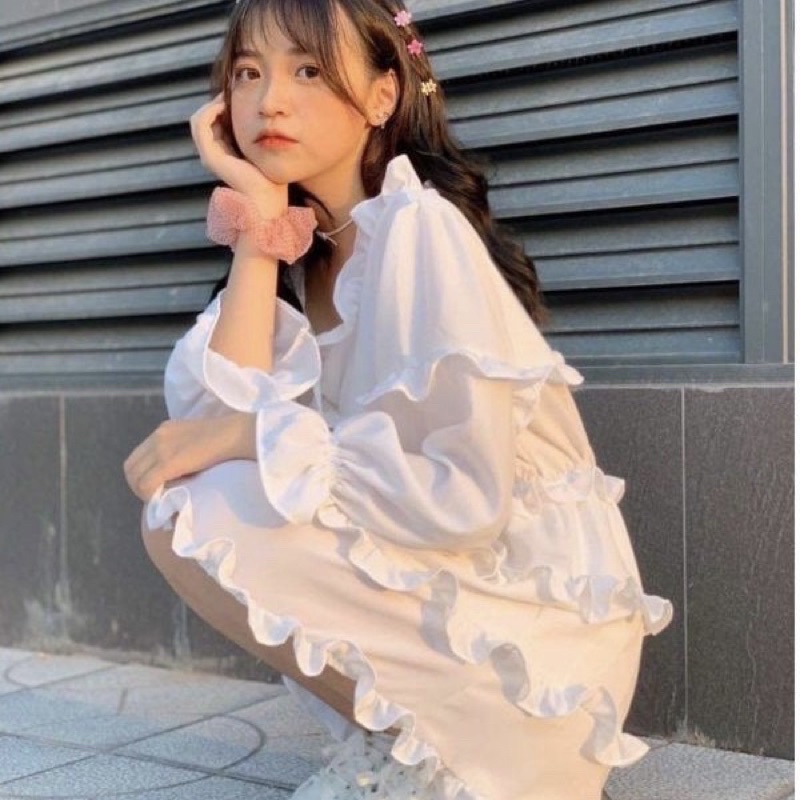 Váy viền tầng 💖 Hot Trend 💖 Đầm bánh bèo viền tầng 2 màu Đen, Trắng chất liệu đũi mềm phong cách Hàn Quốc - Maze House | BigBuy360 - bigbuy360.vn