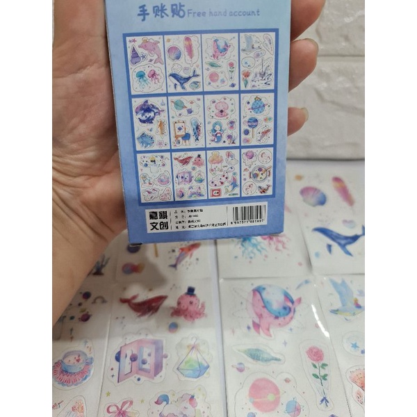 Hộp 12 tấm sticker tông pastel nhiều chủ đề mã JQ-003