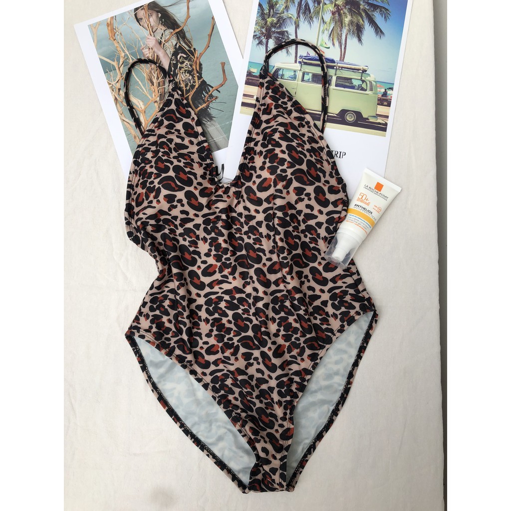 Bikini đồ bơi đi bền một mảnh thân liền beo nâu sexy khoét lưng bikiniMe R49