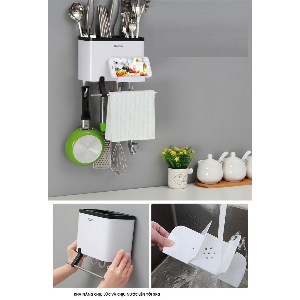 Kệ treo đồ nhà bếp thìa dĩa, khăn ecoco E1801