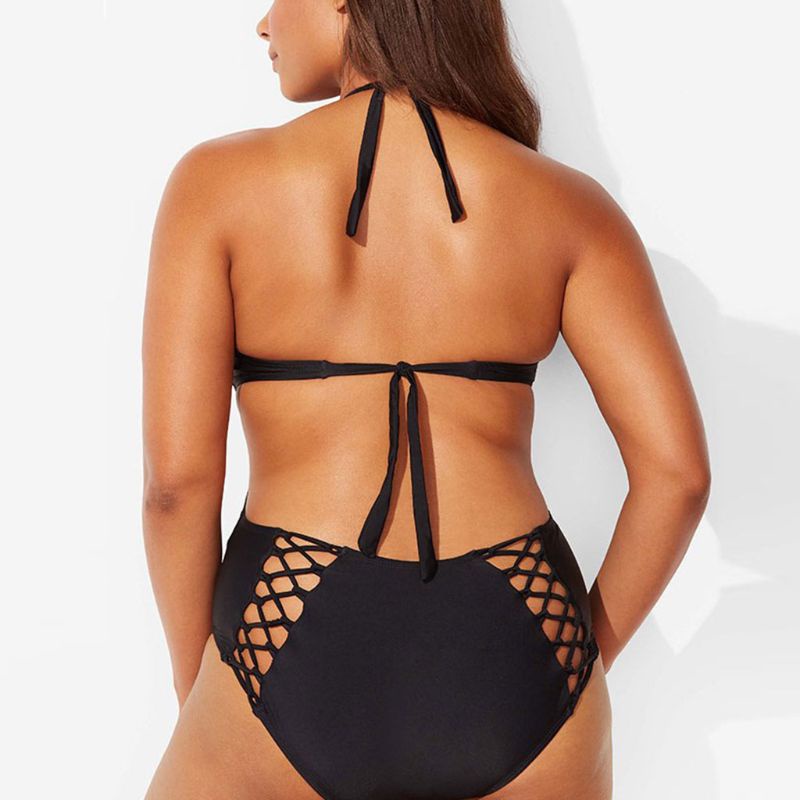 Xiangbao Bikini Một Mảnh Cổ Chữ V Khoét Sâu Màu Trơn Gợi Cảm Cho Nữ