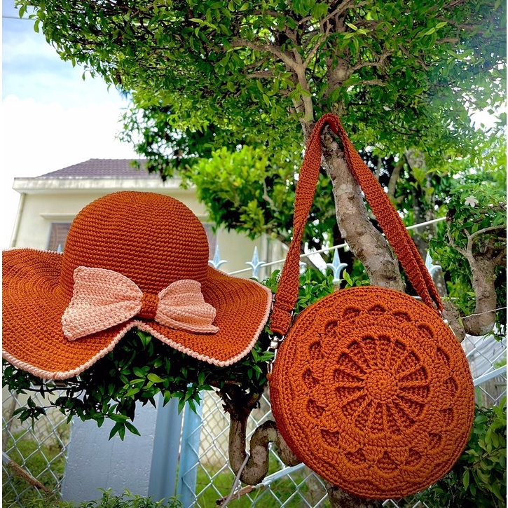 ⚡GIÁ SỐC⚡ Set nón và túi xách handmade thời trang siêu xinh-Nón vành rộng