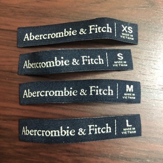Set 25 Nhãn Cổ Dệt Albercrombie&Fitch XS-S-M-L-XL Xanh Navy Chữ Trắng