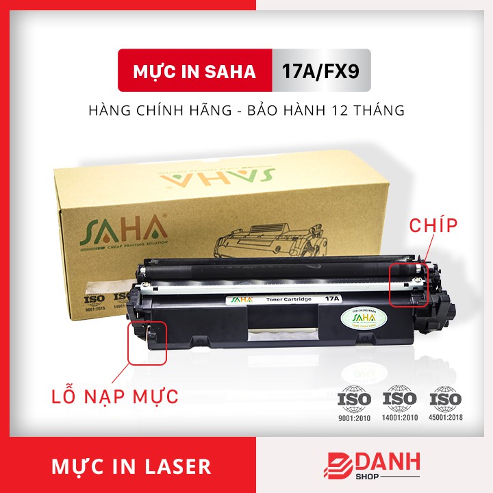 Hộp mực in SAHA 17A - HP Laser Jet Pro M101, 102 / MFP M130 ( Có chíp - Có nắp nạp mực )