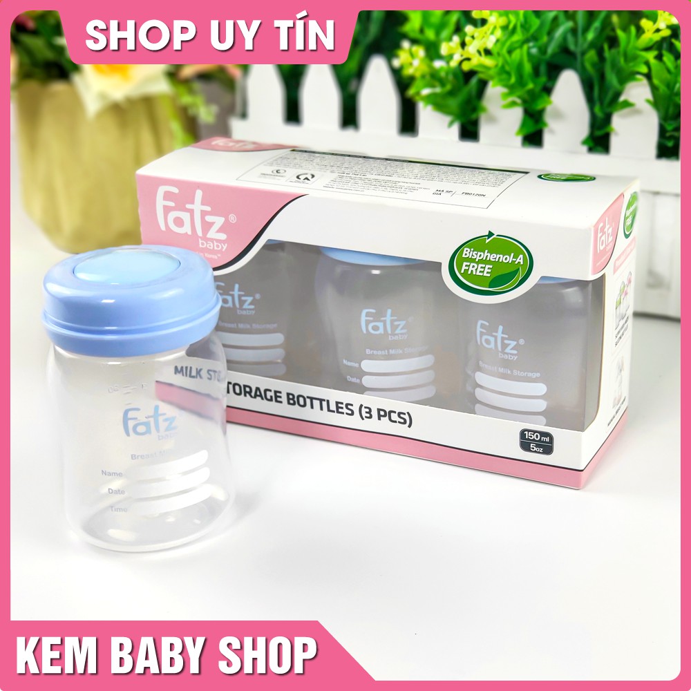 [Chính Hãng] Bộ 3 bình trữ sữa 150ml Fatz Baby - Bình đựng sữa FatzBaby FB0120N