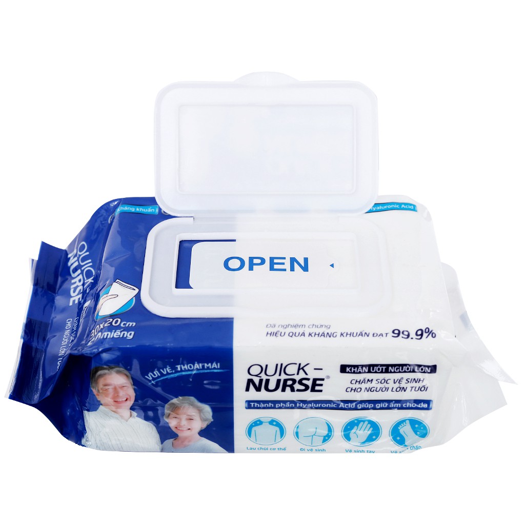 KHĂN ƯỚT NGƯỜI LỚN QUICK-NURSE 50 MIẾNG