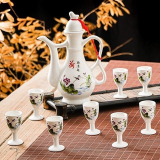 ┅bộ bình đựng rượu bằng gốm sứ phong cách trung hoa cổ điển
