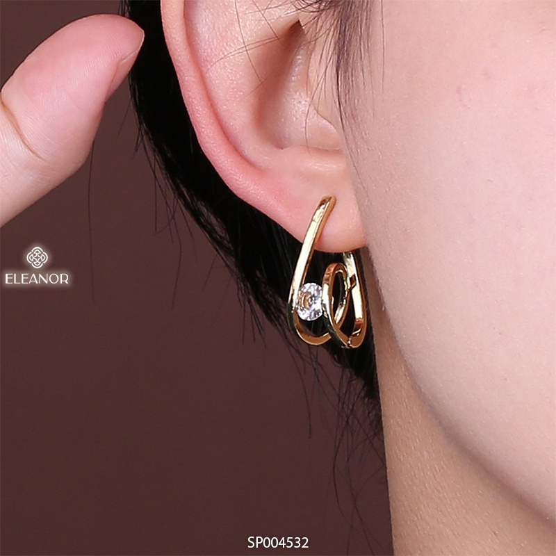 Bông tai nữ chuôi bạc 925 Eleanor Accessories vòng xoắn phụ kiện trang sức đính đá thời trang thanh lịch