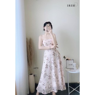 ⚡️bán sỉ⚡️đầm voan hoa 2 dây hồng nhạt