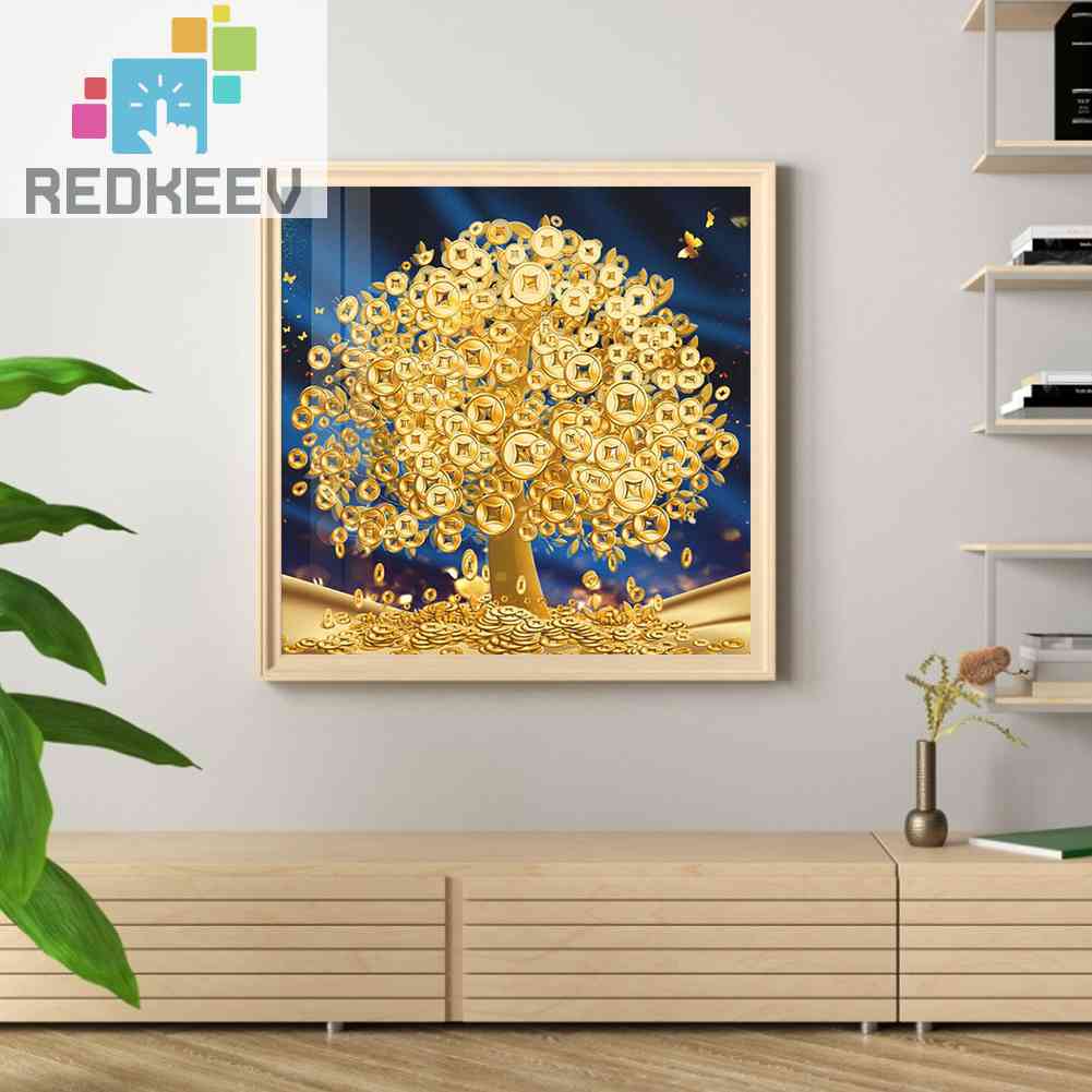 Bộ Tranh Đính Đá 5D Tự Làm Hình Cây Tiền Toàn Diện