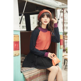 Áo len nữ dài tay phối tay Raglan 20AGAIN thiết kế hiện đại trẻ trung thoải mái ALA0015