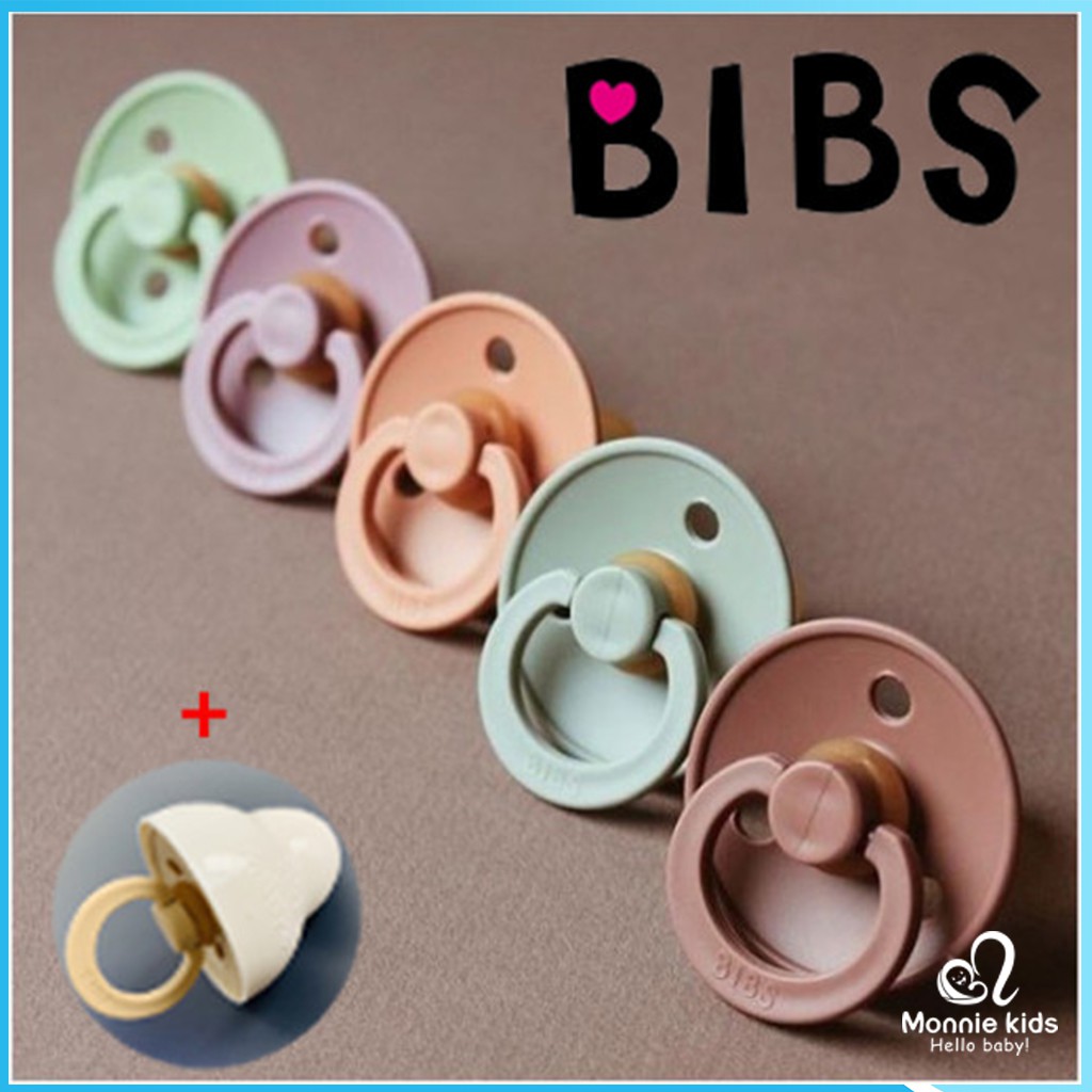 TI GIẢ BIBS  COLOUR  CAO SU TỰ NHIÊN, TẶNG KÈM NẮP ĐẬY 0-6M 6-18M