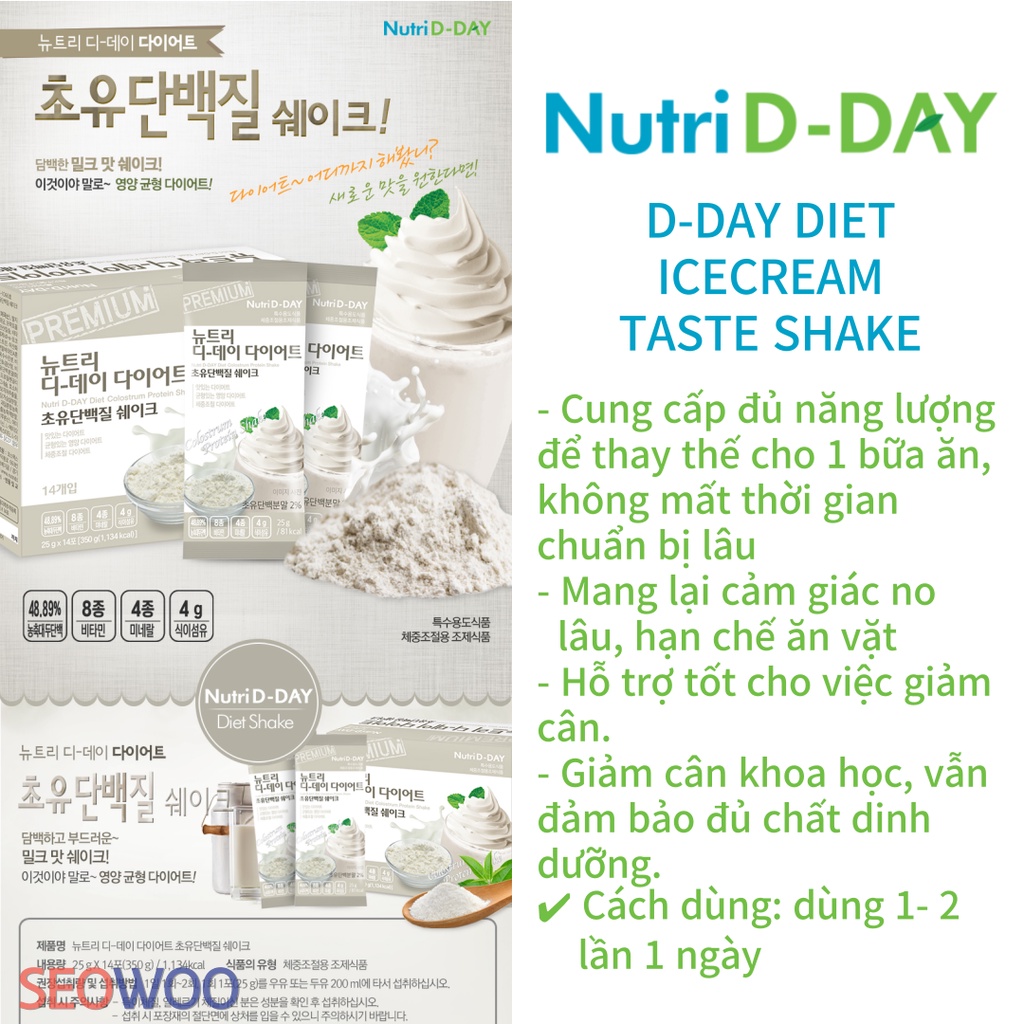Bột sữa lắc giảm cân mix vị Nutri D Day Di.et Shake Hàn Quốc