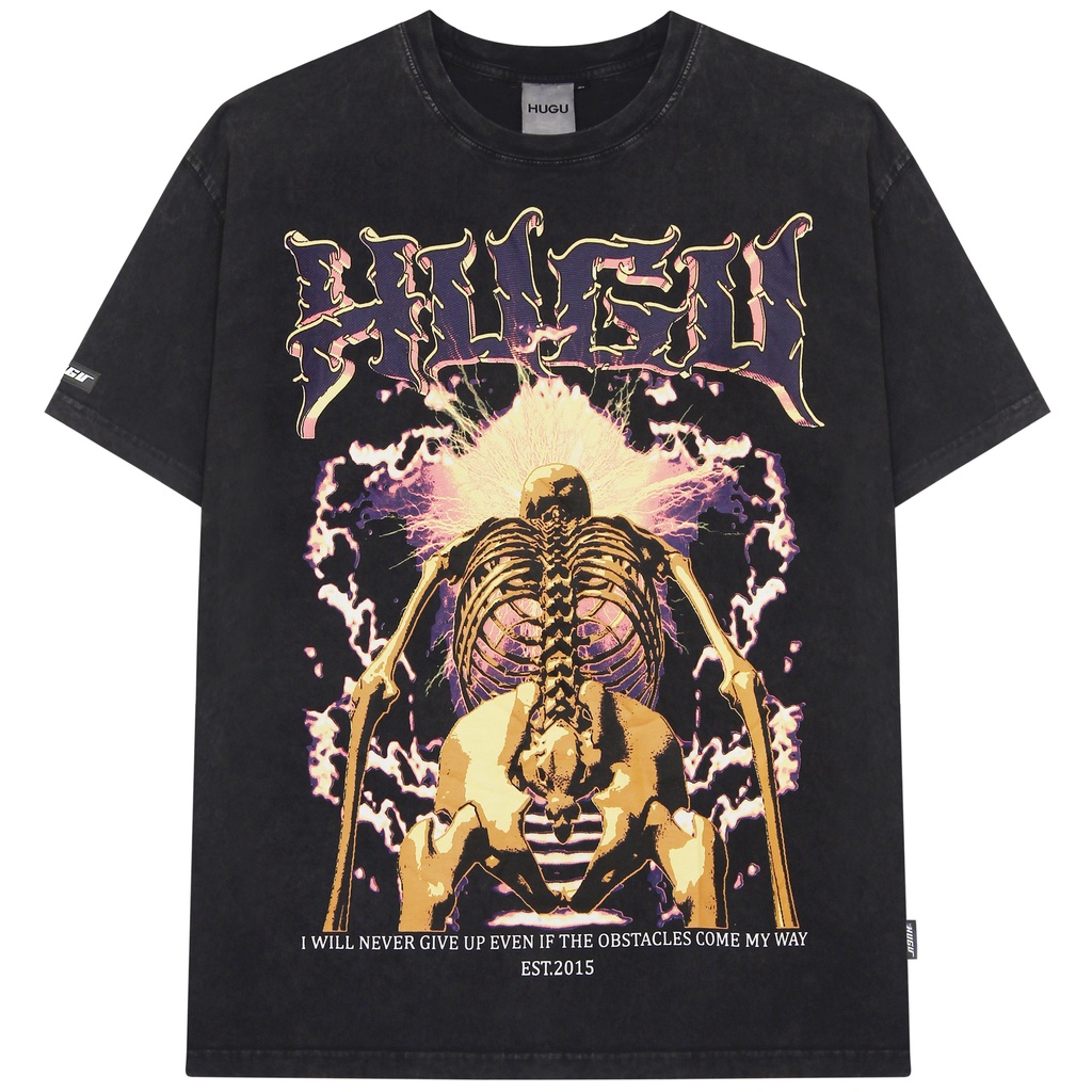 Áo thun unisex - Hugu Never Give Up - Chất vải cotton form rộng thoáng mát chính hãng