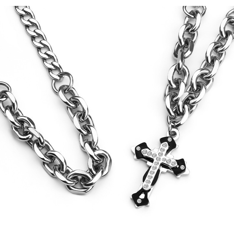 Vòng cổ Mặt Thánh Giá Đính Đá Phong Cách hip hop