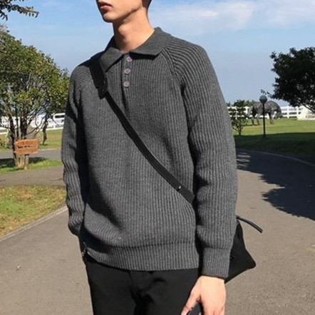 Áo Sweater Phối Nút Phong Cách Retro Cho Nam Size M-2 Xl