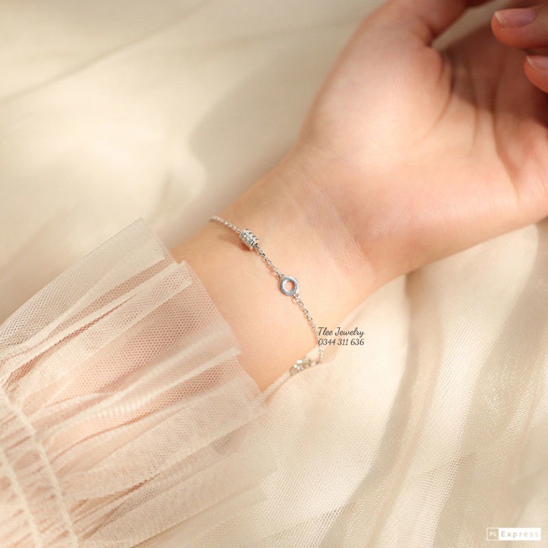 Lắc tay bạc nữ TLEE hình khối nạm đá bạc 925 cao cấp TleeJewelry LT0142