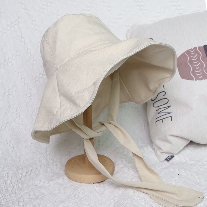 Mũ Rộng Vành Vải Lanh Cotton Phong Cách Retro Cho Nữ