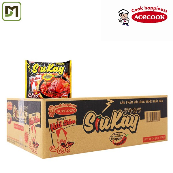 Freeship từ 99k - Thùng 24 gói x 128g Mì Cay SiuKay Hải Sản Siukay Bò Siukay Gà Siukay mix 3 vị - Hãng phân phối