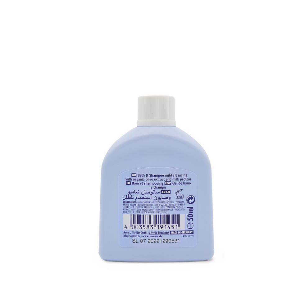 Sữa tắm gội Sanosan dịu nhẹ chiết xuất olive hữu cơ 50ml 0m+