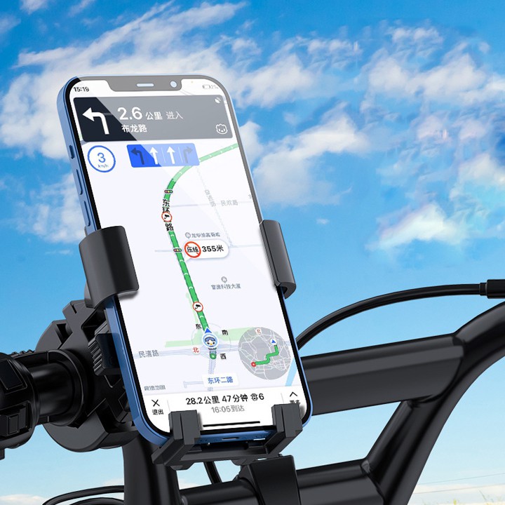 Giá kẹp điện thoại cho xe máy/ xe đạp tay côn tròn hoặc gắn chân kính - T0101