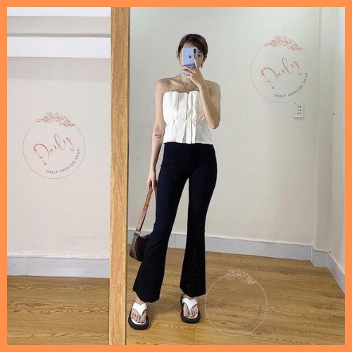 Quần Legging Ống Loe Dáng Dài Chất COTTON 100% Siêu Co Dãn Cạp Cao Tôn Vòng 3 Siêu Hách Dáng