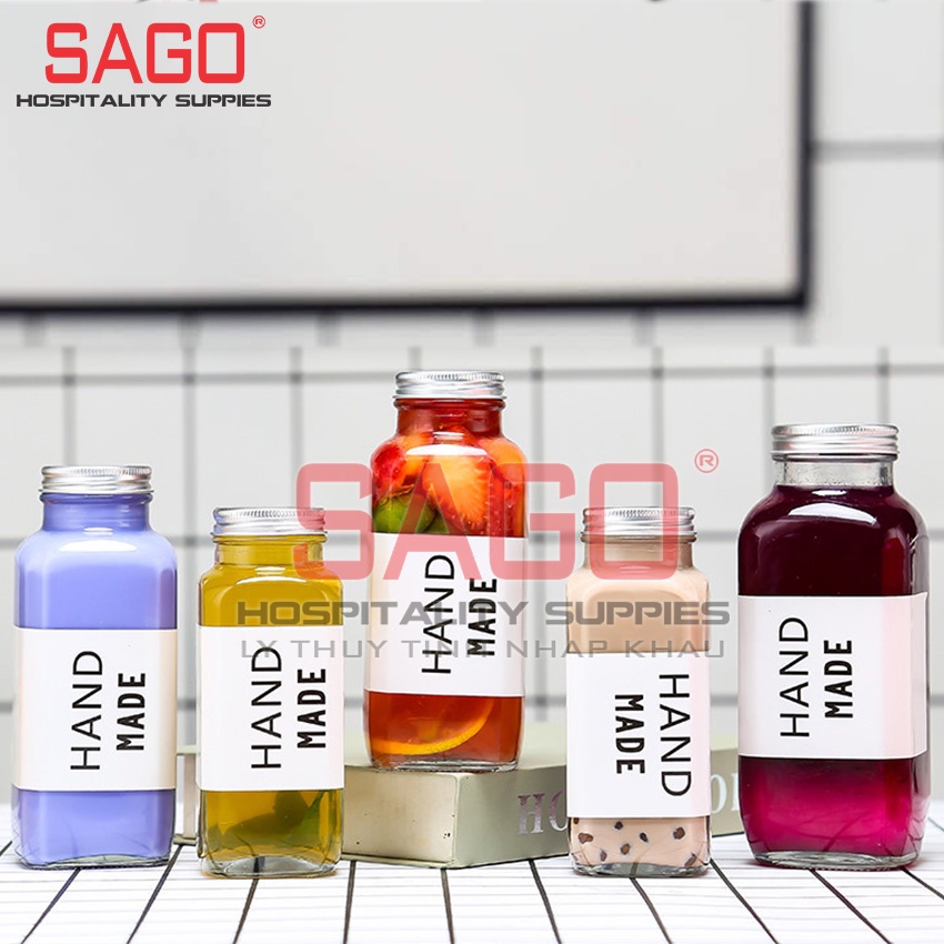 Chai Thủy Tinh Vuông Bát Giác Nắp Nhôm Hoặc Nhựa | Tùy Chọn Dung Tích