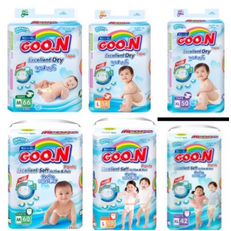 (CẮT TEM)Bỉm Goon Slim Đại Đủ Size Quần M60/L48/XL42 Dán M66/L56