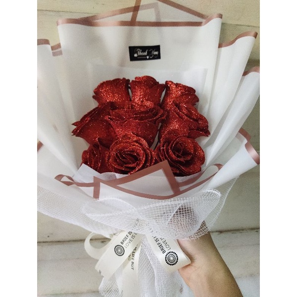 Bó hoa nhũ kim tuyến 9b