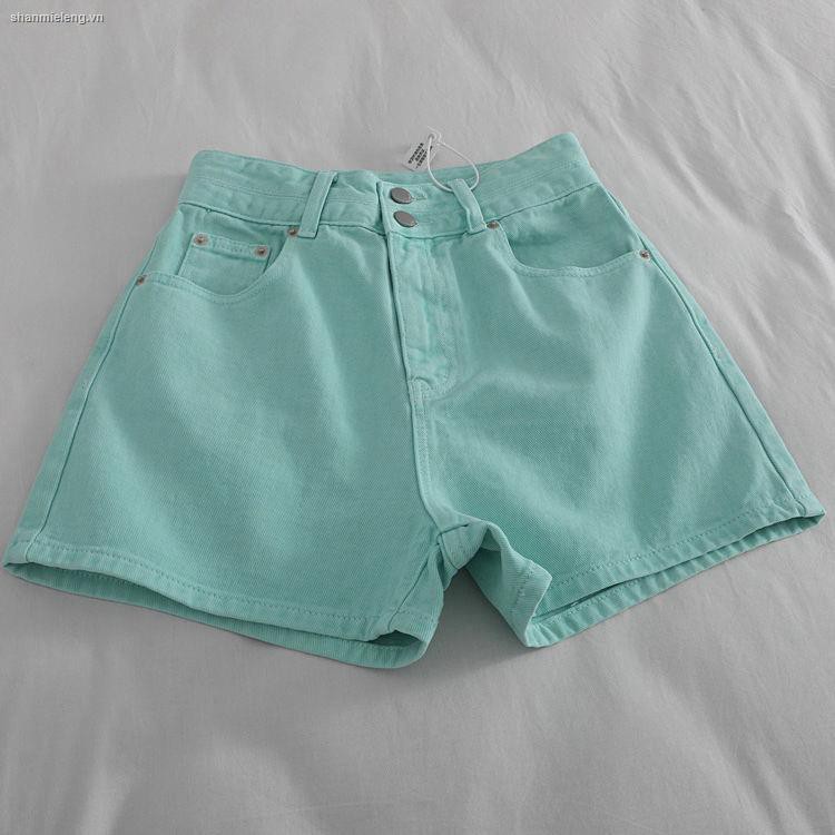 Quần ngắn denim lưng cao ống rộng phong cách Hàn Quốc thời trang mùa hè mới dành cho nữ 2021