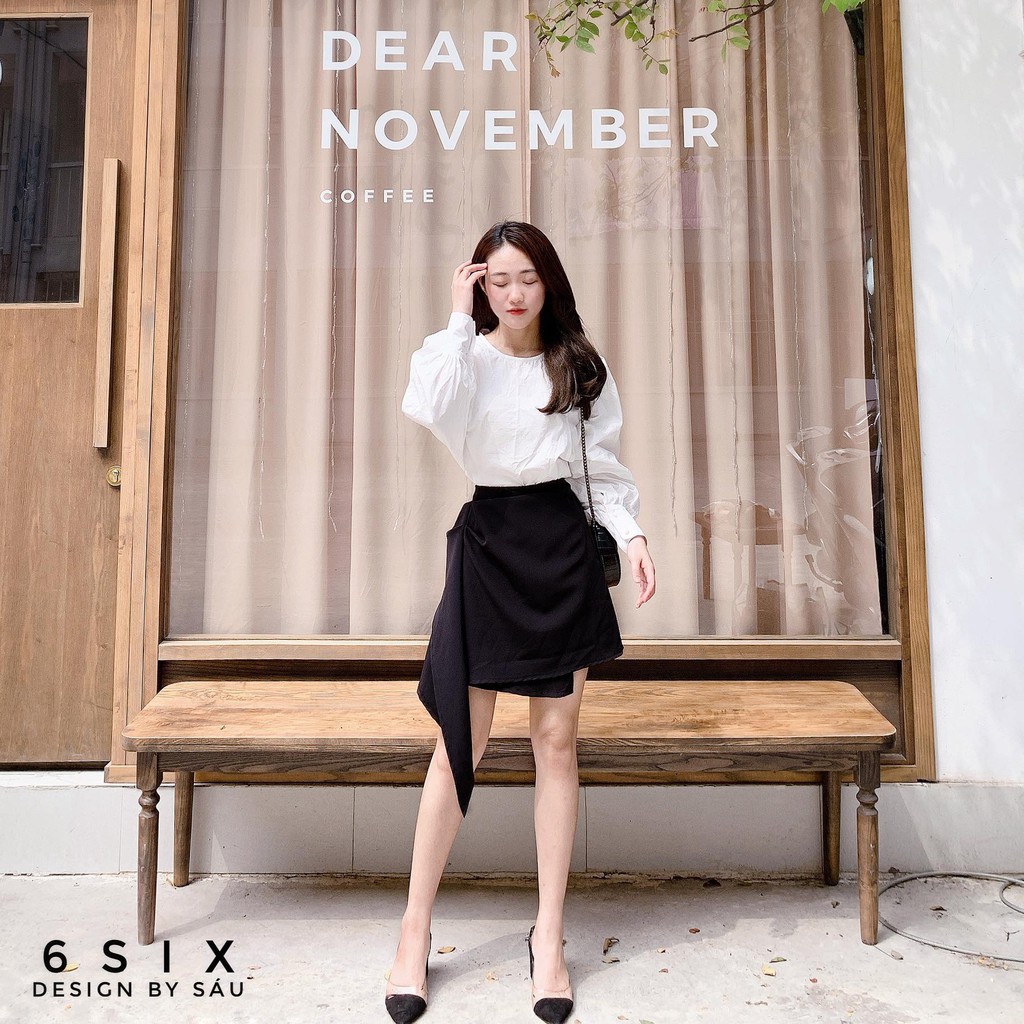 Chân váy công sở bèo lệch dáng A thời trang công sở 6SIX closet