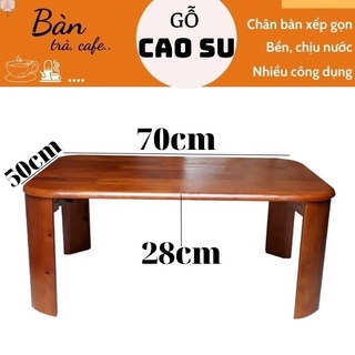 Bàn gỗ xếp gọn chân bánh mỳ 70x50x28cm (Vàng cánh gián)