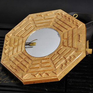 Gương bát quái gỗ đào cầu lồi - Tiên thiên bát quái