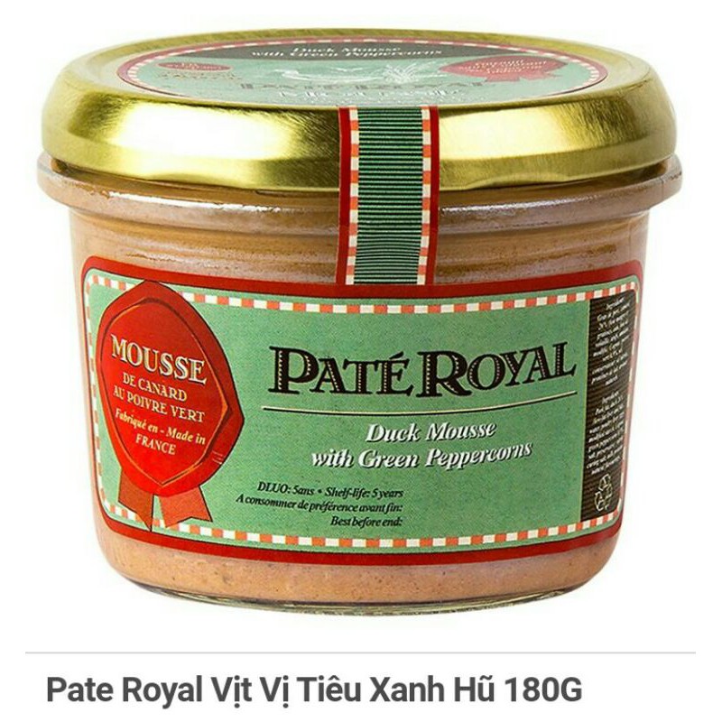 Pate Royal Vịt Vị Tiêu Xanh Hũ 180G