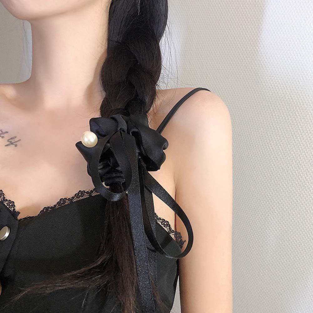 Dây Cột Tóc Ruy Băng Thắt Nơ Màu Ngà Đơn Giản Thời Trang Mùa Hè Cho Nữ Giá Đ