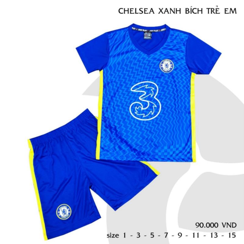 Bộ quần áo bóng đá Chelsea xanh bích trẻ em