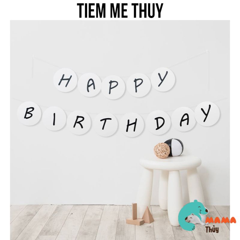 Dây chữ giấy HAPPY BIRTHDAY trắng trang trí sinh nhật