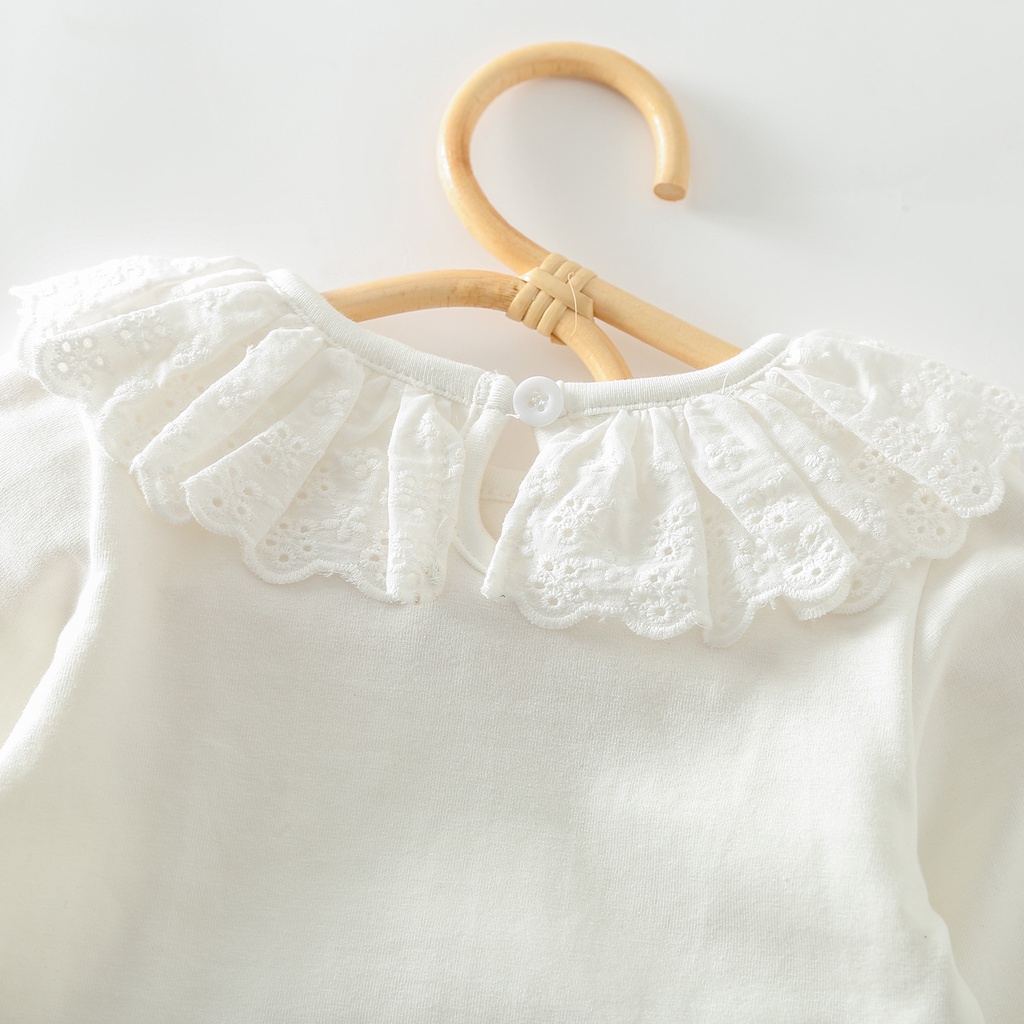 Áo cổ búp bê màu trơn thời trang mùa thu cho bé gái