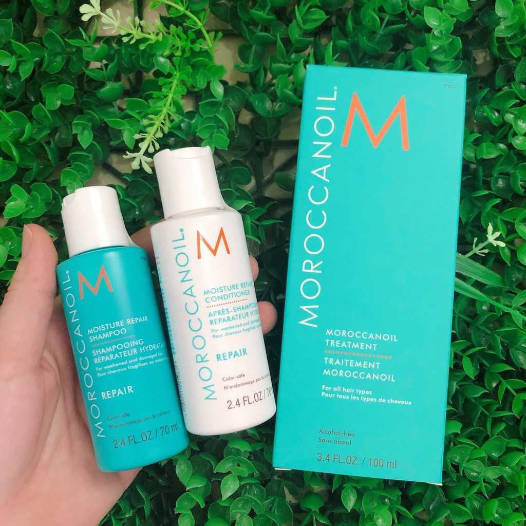 🌼 Chính hãng 🌺 Combo Tinh dầu và gội xả Moroccanoil dưỡng phục hồi tóc 100ml + 70mlx2