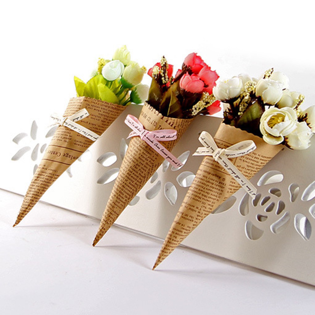 1 Bó Hoa Giả Trang Trí Nhà , Hoa Hồng Giấy Nâu , Hoa Giả , Đạo Cụ Chụp Hình