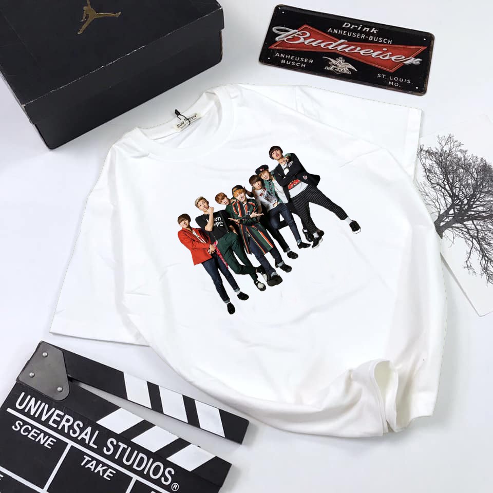 Áo thun Cotton Unisex - Fan BTS Hàn Quốc - K-Pop - Chibi - BTS debut