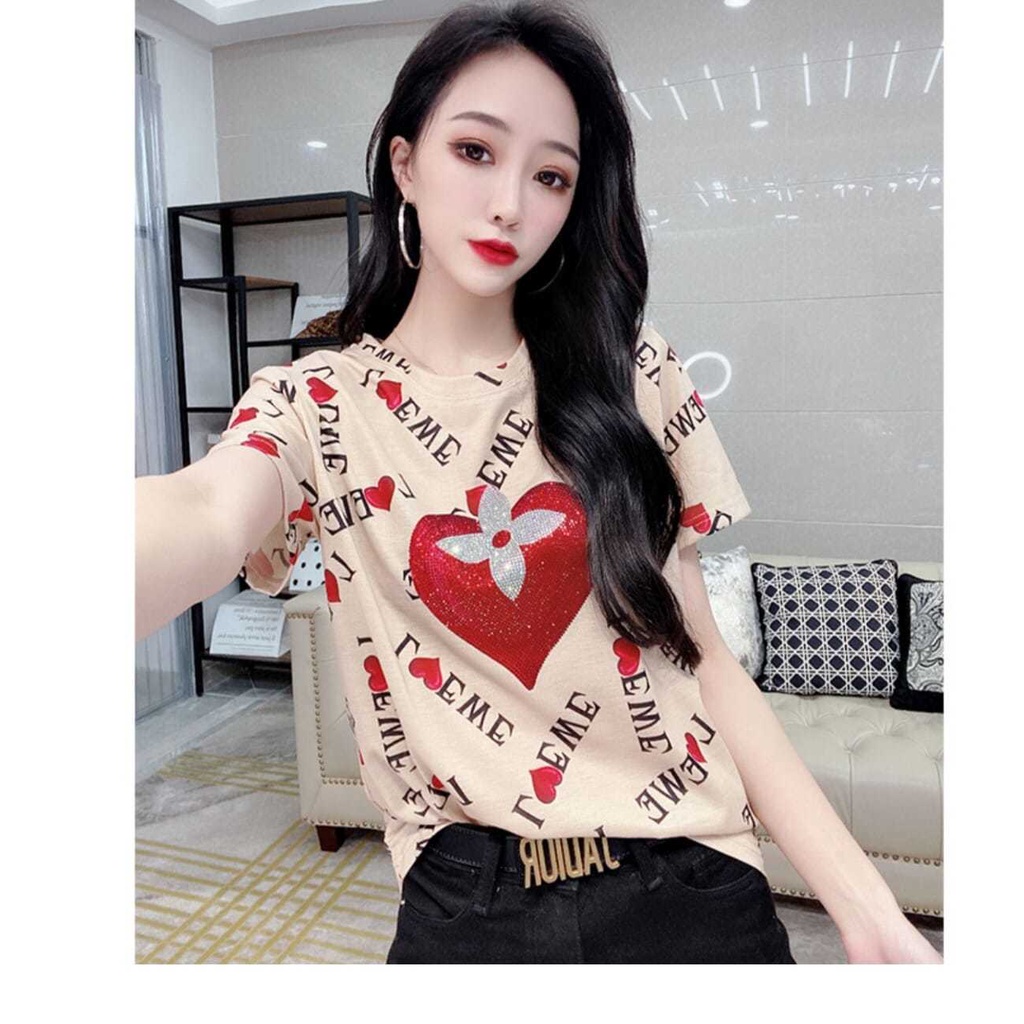 Áo Thun Ngắn Tay Dáng Rộng In Chữ Phong Cách Châu Âu Thời Trang Mùa Hè Cho Nữ